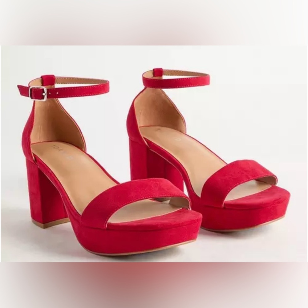 Women's 13WW Red Platform Block Heels (Torrid)